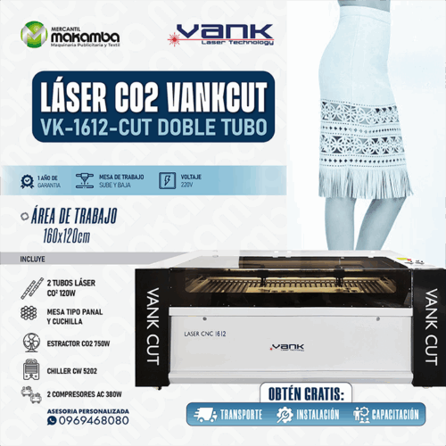 VK1612CUT DOBLE TUBO Láser VANK CUT VK-1612-CUT doble tubo